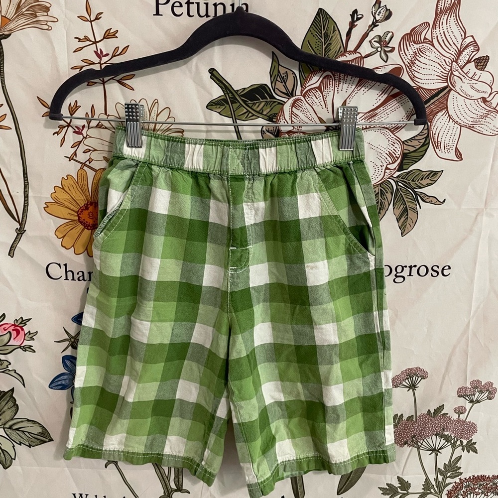 Okie Dokie Green Checkered Kids Shorts